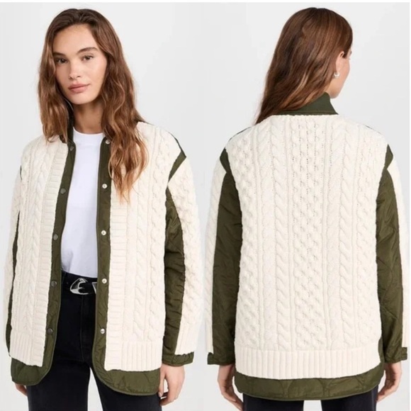 Rag & Bone Cream and Green Mixed Media Jacket-NWT - Picture 1 of 5